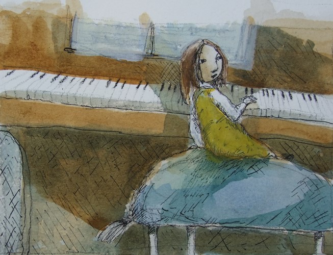 Girl and piano