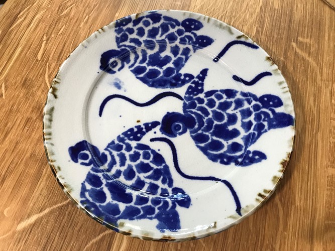 Blue and White Turtle Plate