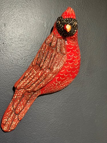 Cardinal II Wall Hanging Bird Sculpture