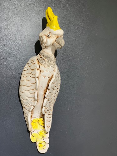 Cockatoo Wall Hanging Pottery Sculpture