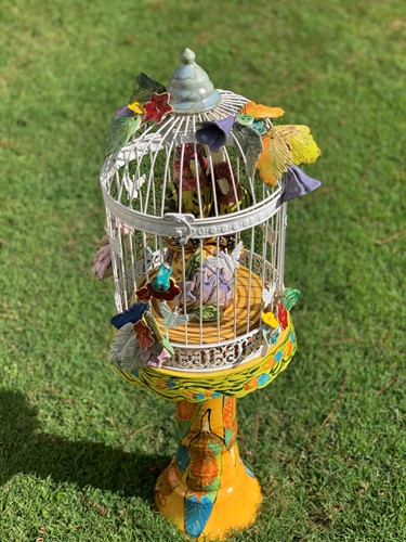 Love Birds in Decorative Cage 