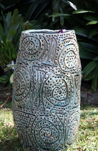 Large Hand Carved Pot 