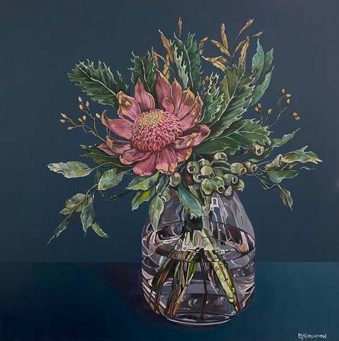 Waratah in Glass Vase by Emma Nancarrow