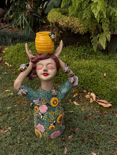 Sleeping Garden Dweller with Honey Pot on Head