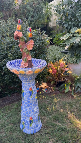 Rainbow Lorikeet Bird Bath Mosaic