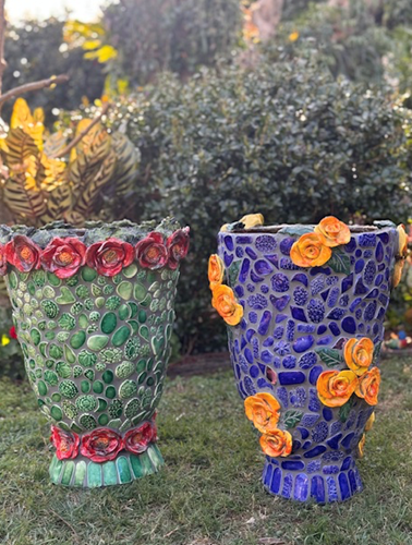 Large Garden Mosaic Pots