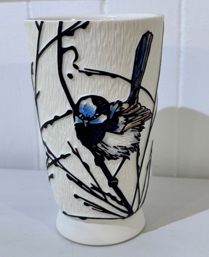 Blue Wren Porcelain Vase