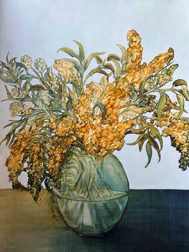 Wattle in Glass Vase 