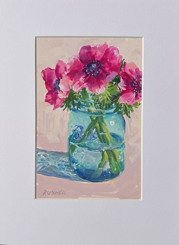 DAY 23  - Anenomes in Mason Jar